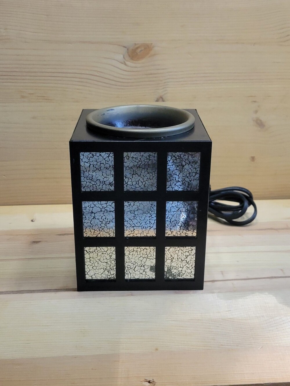 square Candle Electric Tart Warmer crackle glass No Box